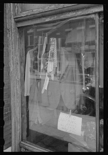 Store window in farmer's marketing section of Muskogee, Oklahoma
