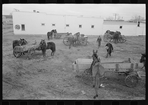 Lot in which farmers leave their wagons and horses while attending to do business in Eufaula, Oklahoma