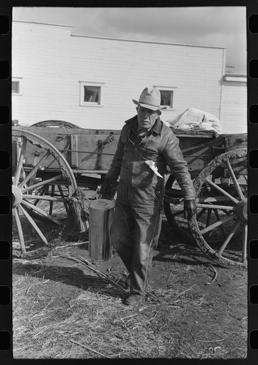 Farmer taking milk to milk station, Eufaula, Oklahoma