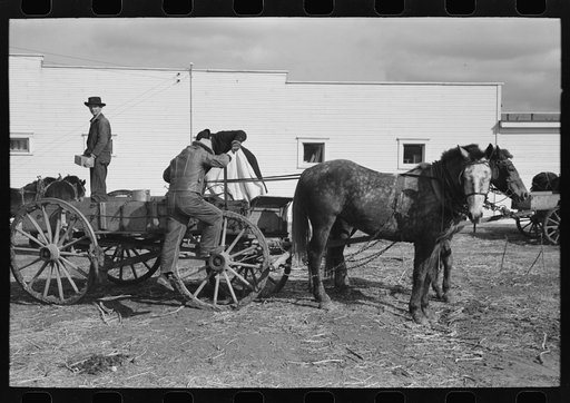 Untitled photo, possibly related to: Farmer taking milk to milk station, Eufaula, Oklahoma