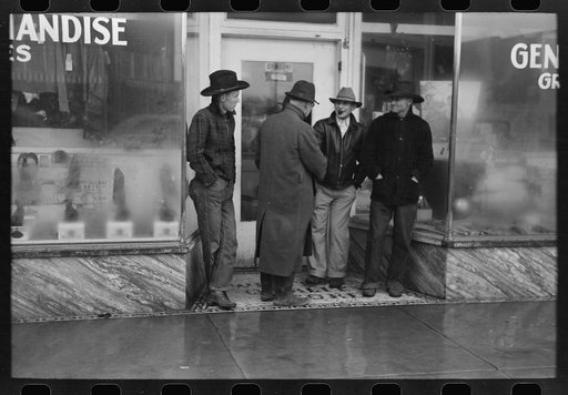 Untitled photo, possibly related to: Farmers in town on a rainy day, Eufaula, Oklahoma