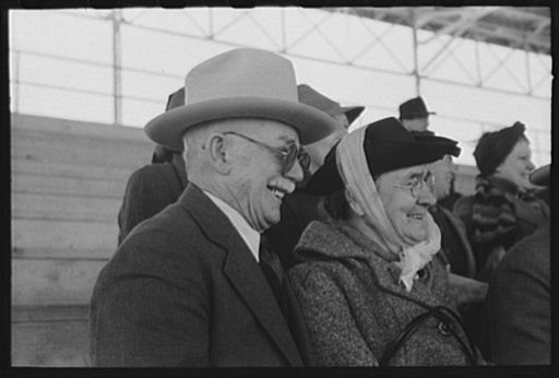 Elderly couple at the rodeo at the San Angelo Fat Stock Show. San  Angelo, Texas