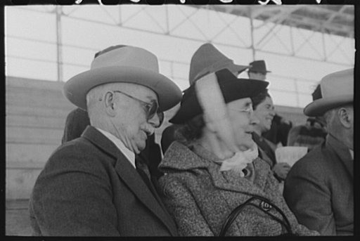 Untitled photo, possibly related to: Elderly couple at the rodeo at the San Angelo Fat Stock Show, San Angelo, Texas