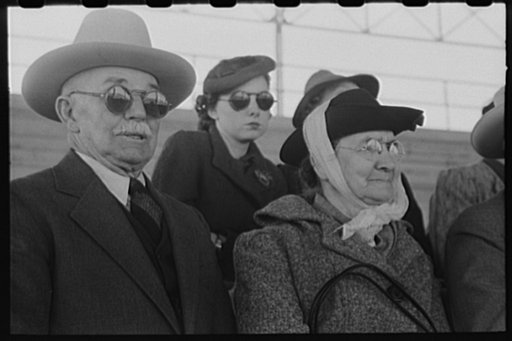 Elderly couple at the rodeo during the San Angelo Fat Stock Show, San Angelo, Texas