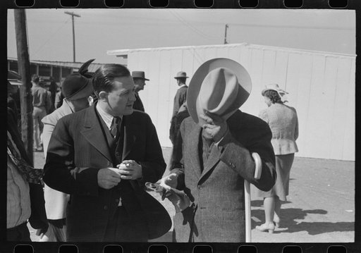 Untitled photo, possibly related to: Judges of horses checking the entries at the San Angelo Fat Stock Show, San Angelo, Texas