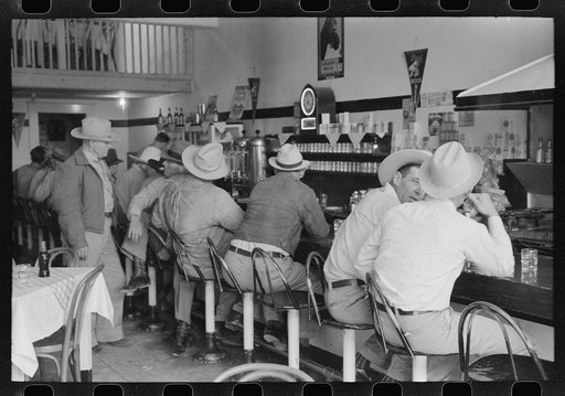 Interior of cafe, Junction, Texas