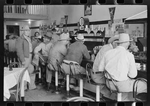 Untitled photo, possibly related to: Interior of cafe, Junction, Texas