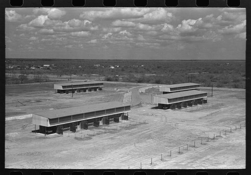 Multiple family units at the migratory labor camp, Sinton, Texas. These are for the use of agricultural laborers who will be permanent residents