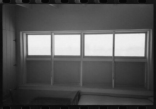 Untitled photo, possibly related to: Windows in bedroom of family apartment at the Arizona Part-Time Farms, Chandler Unit, Maricopa County, Arizona. Cross ventilation is provided in all bedrooms on this project