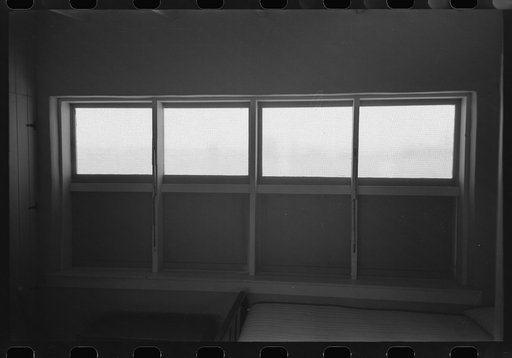 Untitled photo, possibly related to: Windows in bedroom of family apartment at the Arizona Part-Time Farms, Chandler Unit, Maricopa County, Arizona. Cross ventilation is provided in all bedrooms on this project