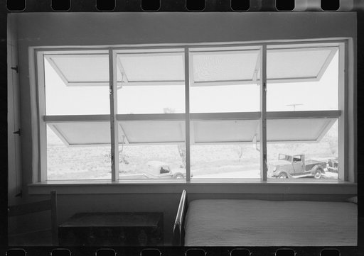 Untitled photo, possibly related to: Windows in bedroom of family apartment at the Arizona Part-Time Farms, Chandler Unit, Maricopa County, Arizona. Cross ventilation is provided in all bedrooms on this project