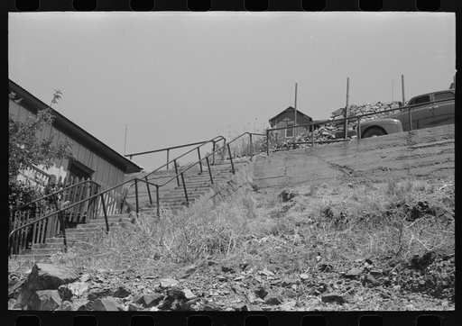 Steps leading from street to houses in Bisbee, Arizona. Bisbee is a mining town built along the side of a mountain
