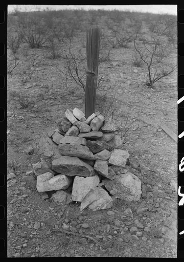 Prospector's monument in Cochise Couty, Arizona. There are still many old time prospectors throughout this section and they stake claims in the old time way with the claim deed in a tin can buried under a pile of rocks