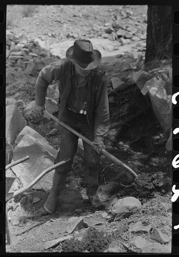Untitled photo, possibly related to: Gold prospector at his diggings, Pinos Altos, New Mexico