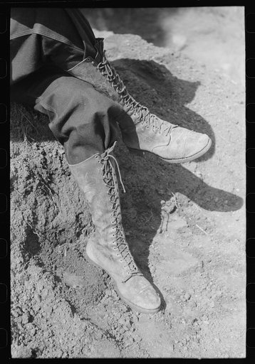 Miner's boots worn by a gold prospector at Pinos Altos, New Mexico