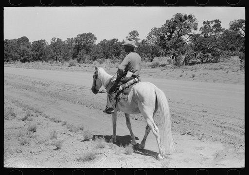 Untitled photo, possibly related to: Homesteader returning home from trip to town, Pie Town, New Mexico