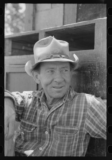 John Adams, homesteader. He drags ties down from the mountains with his burros to get some cash to get his farm started. He always has time to help a neighbor build a dugout or do any other heavy work. Pie Town, New Mexico