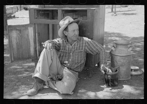 Untitled photo, possibly related to: John Adams, homesteader. He drags ties down from the mountains with his burros to get some cash to get his farm started. He always has time to help a neighbor build a dugout or do any other heavy work. Pie Town, New Mexico