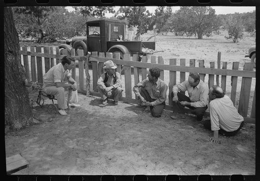 Untitled photo, possibly related to: Homesteaders swap yarns at all day Sunday visiting. Pie Town, New Mexico