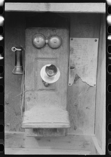 Telephone used for communication between various points in the mine. Mill and office, gold mine at Mogollon, New Mexico