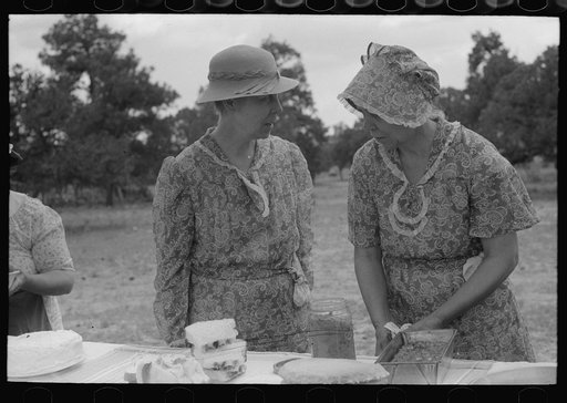 Two farm women at the dinner of the all day community sing. Pie Town, New Mexico
