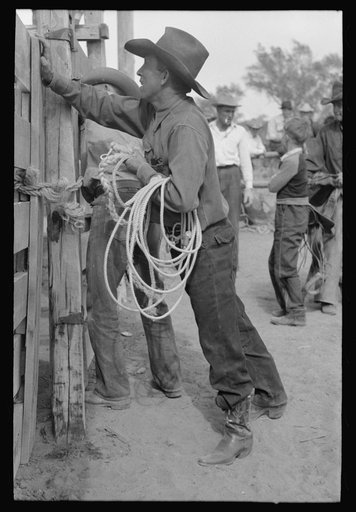 Cowboy at rodeo, Quemado, New Mexico