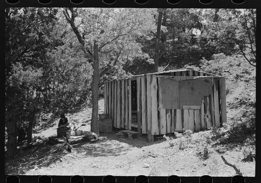 Untitled photo, possibly related to: Temporary home of tie hewer, Pie Town, New Mexico