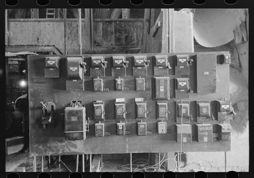 Switchboard at gold mine and mill, Mogollon, New Mexico