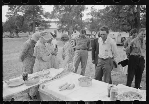 The blessing before dinner at the all day community sing, Pie Town, New Mexico