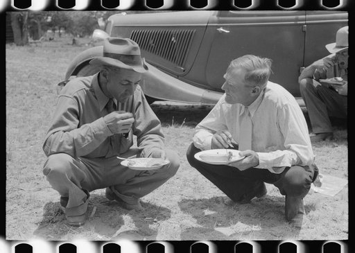 Untitled photo, possibly related to: Eating dinner at all day community sing, Pie Town, New Mexico