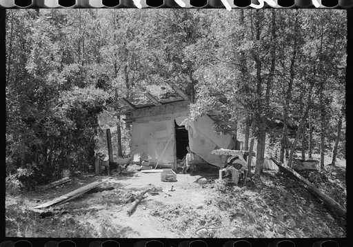 Temporary home of tie hewer, Pie Town, New Mexico