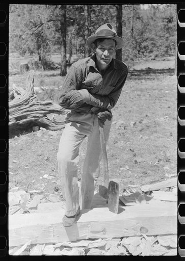 Tie hacker with a broad axe, Pie Town, New Mexico