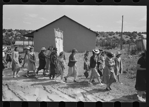 Procession of Spanish-American Catholics in honor of a saint, Penasco, New Mexico