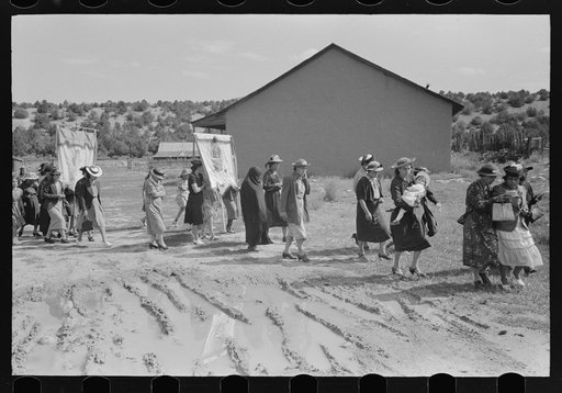 Procession of Spanish-American Catholics in honor of a saint, Penasco, New Mexico