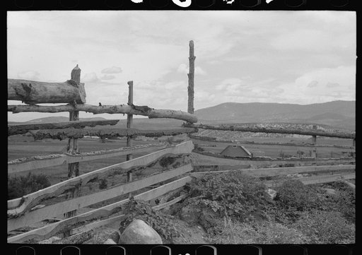 Spanish-American farmers often use slabs to build fences. Chamisal, New Mexico