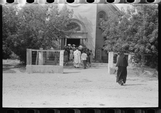 Return of the Spanish-American Catholic procession to the church, Penasco, New Mexico