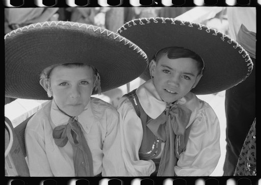 Boys in fiesta costumes, Taos, New Mexico