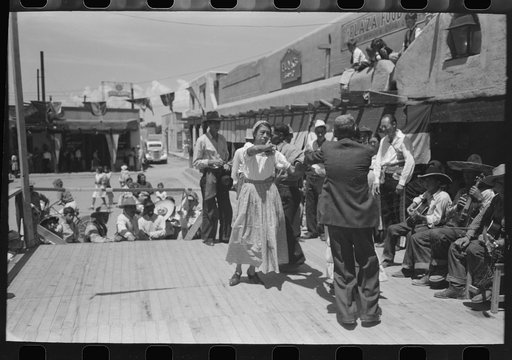 Untitled photo, possibly related to: Native Spanish-American dance at fiesta, Taos, New Mexico