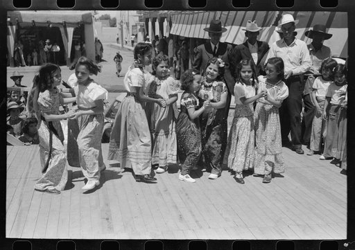 Native dance by Spanish-American children at the fiesta, Taos, New Mexico