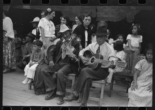 Untitled photo, possibly related to: Spanish-American musicians at fiesta, Taos, New Mexico