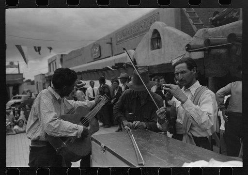 Untitled photo, possibly related to: Spanish-American musicians at fiesta, Taos, New Mexico