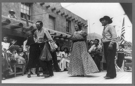 Native dance by Spanish-American. Fiesta, Taos, New Mexico