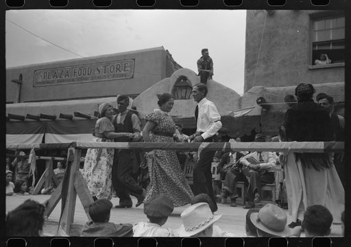 Untitled photo, possibly related to: Crowd watching native Spanish-American dances at fiesta, Taos, New Mexico