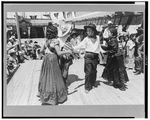 Native Spanish-American dance. Fiesta, Taos, New Mexico