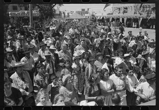 Untitled photo, possibly related to: Crowd of people watching the dance at fiesta, Taos, New Mexico
