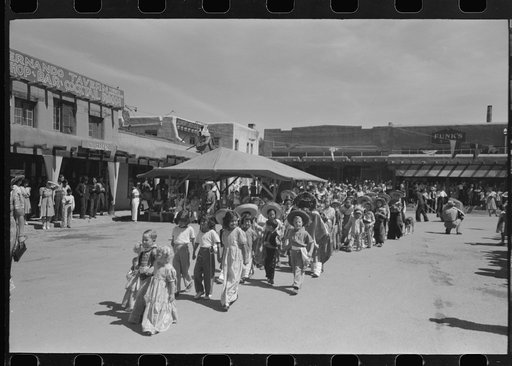 Untitled photo, possibly related to: Parade on fiesta day, Taos, New Mexico