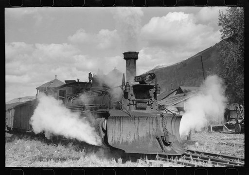 Untitled photo, possibly related to: Locomotive with snowplow of narrow gauge railroad, Telluride, Colorado