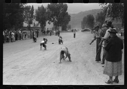 Untitled photo, possibly related to: Potato race for children at Labor Day celebration, Ridgway, Colorado