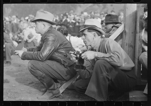 Untitled photo, possibly related to: Candid cameraman at miners contest at Labor Day celebration, Silverton, Colorado