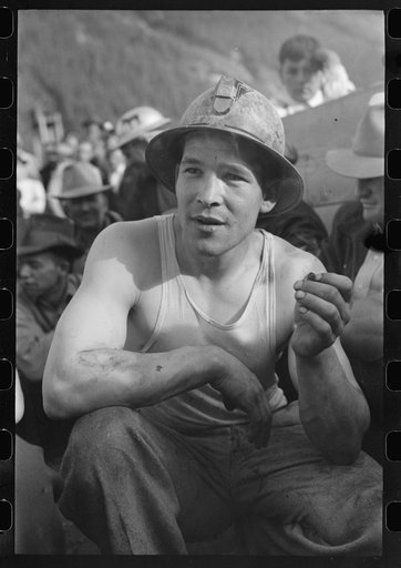 Miner at the contests at the Labor Day celebration, Silverton, Colorado. He won the power drilling contest